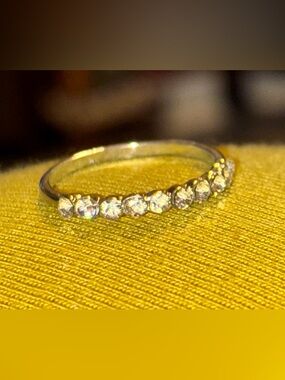 Silver tone or plated Cubic Zirconia Eternity Band - size 7